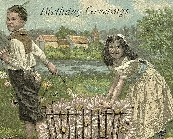 Embossed Birthday Greetings Vintage Postcard of Boy and Girl - Printed in Germany Embossed Birthday Greetings Vintage Postcard of Boy and Girl - Printed in Germany