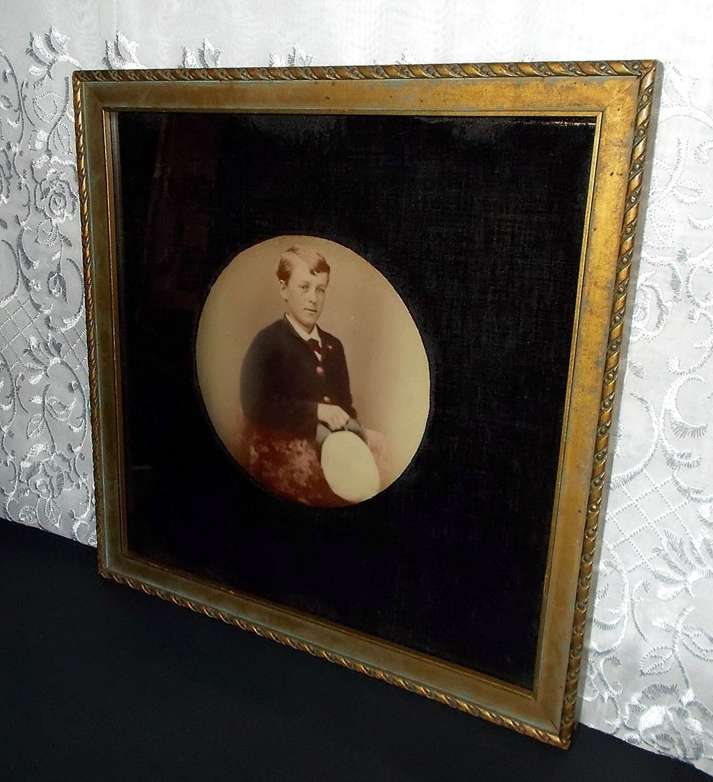 Mourning Celluloid of Young Boy with Black Fabric - Rothschild Chicago Mourning Celluloid of Young Boy with Black Fabric - Rothschild Chicago