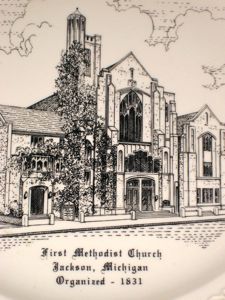 Homer Laughlin Theme Plate - First Methodist Church, Jackson, Michigan - Decorated by World Wide Art Studios Homer Laughlin Theme Plate - First Methodist Church, Jackson, Michigan - Decorated by World Wide Art Studios