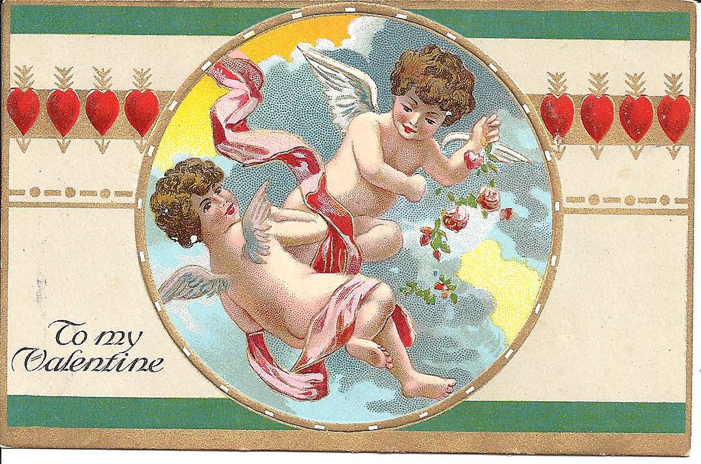 VALENTINE Post Card With Frolicking Cherubs VALENTINE Post Card With Frolicking Cherubs