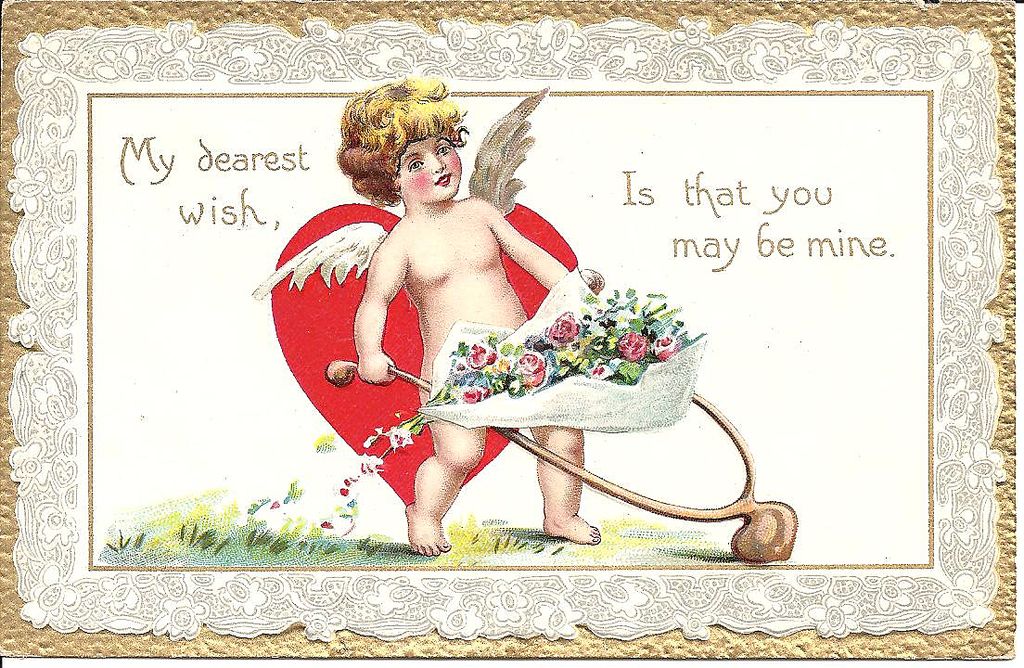 VALENTINE Post Card With Cutie Little Cherub and Big Red Heart VALENTINE Post Card With Cutie Little Cherub and Big Red Heart