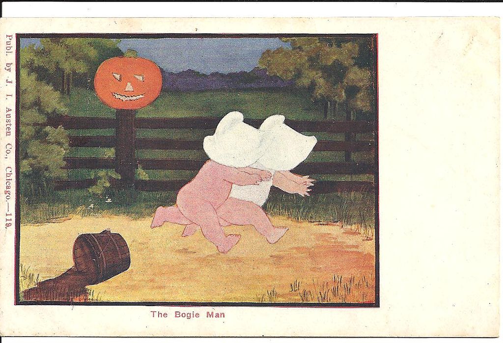 HALLOWEEN Post Card, Sunbonnet Babies and The Bogie Man HALLOWEEN Post Card, Sunbonnet Babies and The Bogie Man