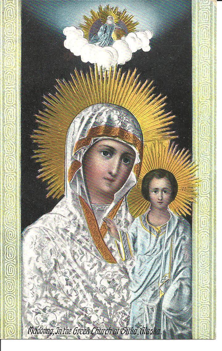 Madonna and Child from Greek Church, Sitka Alaska Vintage Postcard Madonna and Child from Greek Church, Sitka Alaska Vintage Postcard