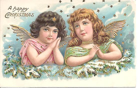 Christmas Post Card, Beautiful Little Angels With Praying Hands Christmas Post Card, Beautiful Little Angels With Praying Hands