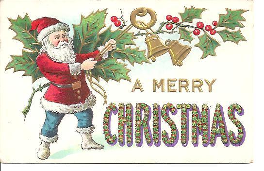 Christmas Post Card Santa With Blue Pants and Red Jacket Christmas Post Card Santa With Blue Pants and Red Jacket