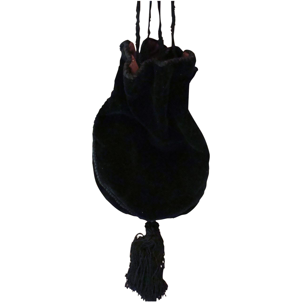 19th Century Reticule~Velvet Evening Bag~Black Velvet Purse~Original Silk Lining 19th Century Reticule~Velvet Evening Bag~Black Velvet Purse~Original Silk Lining