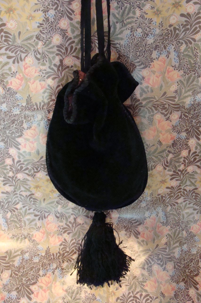 19th Century Reticule~Velvet Evening Bag~Black Velvet Purse~Original Silk Lining 19th Century Reticule~Velvet Evening Bag~Black Velvet Purse~Original Silk Lining