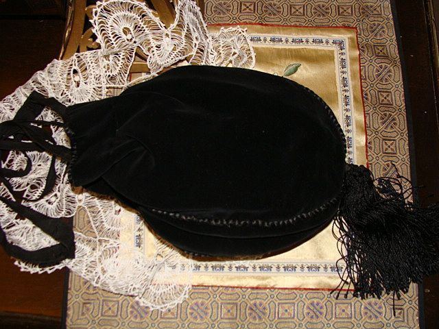 19th Century Reticule~Velvet Evening Bag~Black Velvet Purse~Original Silk Lining 19th Century Reticule~Velvet Evening Bag~Black Velvet Purse~Original Silk Lining