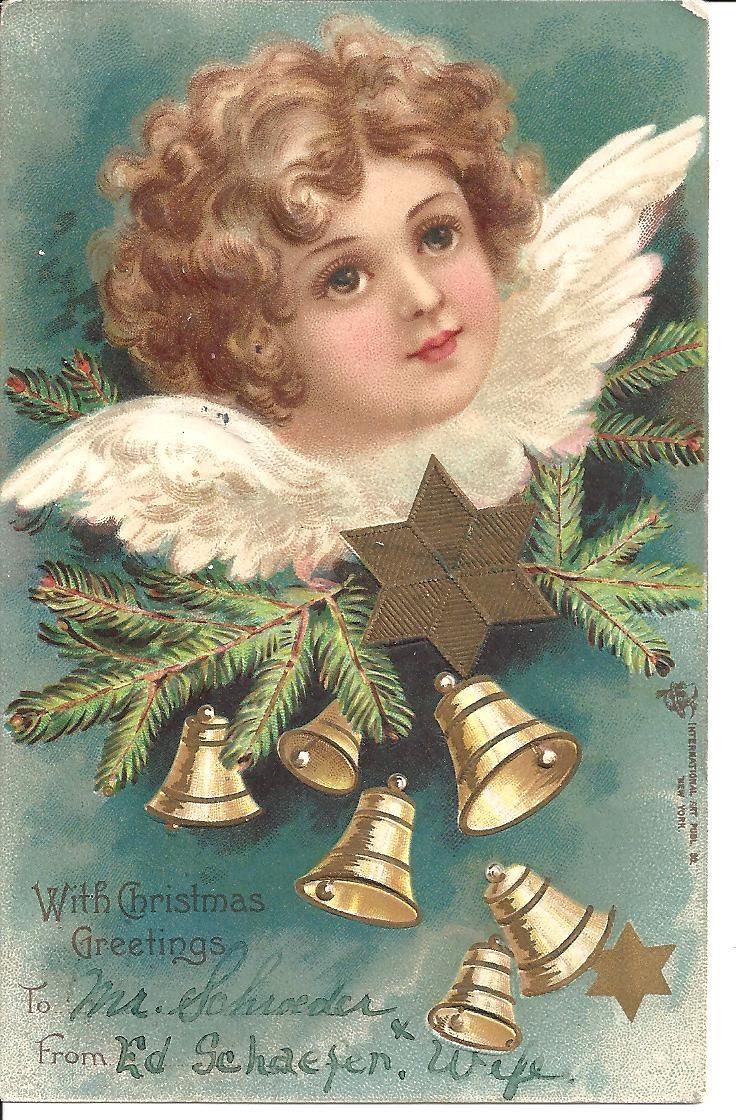 Angelic Christmas Greetings~Post Card~Embossed Angel 1905 Angelic Christmas Greetings~Post Card~Embossed Angel 1905