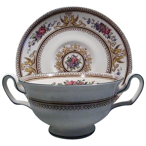 Wedgwood Cream Soup and Saucer~Columbia Ivory Circa 1925 Wedgwood Cream Soup and Saucer~Columbia Ivory Circa 1925