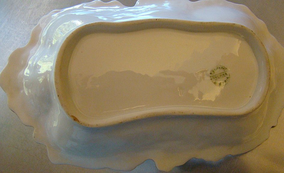Austrian Porcelain Basket Nappy One Handled Gilded Bowl Austrian Porcelain Basket Nappy One Handled Gilded Bowl