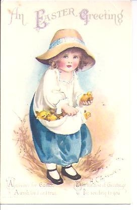 EASTER Postcard Signed Clapsaddle~Sweet Child With Yellow Chicks EASTER Postcard Signed Clapsaddle~Sweet Child With Yellow Chicks