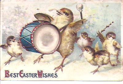 EASTER Postcard~Little Chicks Marching Band~1910 EASTER Postcard~Little Chicks Marching Band~1910