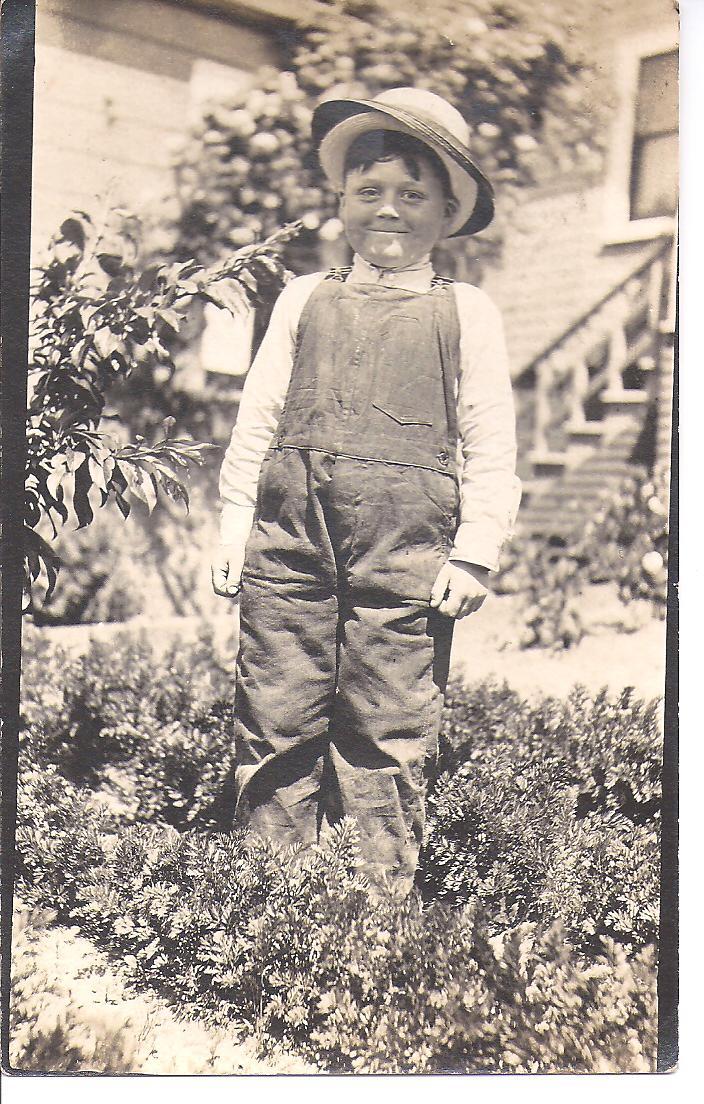 Photo Post Card~Freckled Face Little Boy Wearing TWO Hats Photo Post Card~Freckled Face Little Boy Wearing TWO Hats