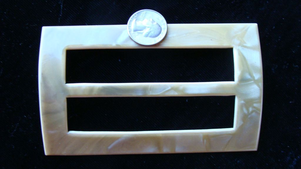 HUGE Celluloid Ladies Dress Buckle~Ivory Colored Plastic HUGE Celluloid Ladies Dress Buckle~Ivory Colored Plastic