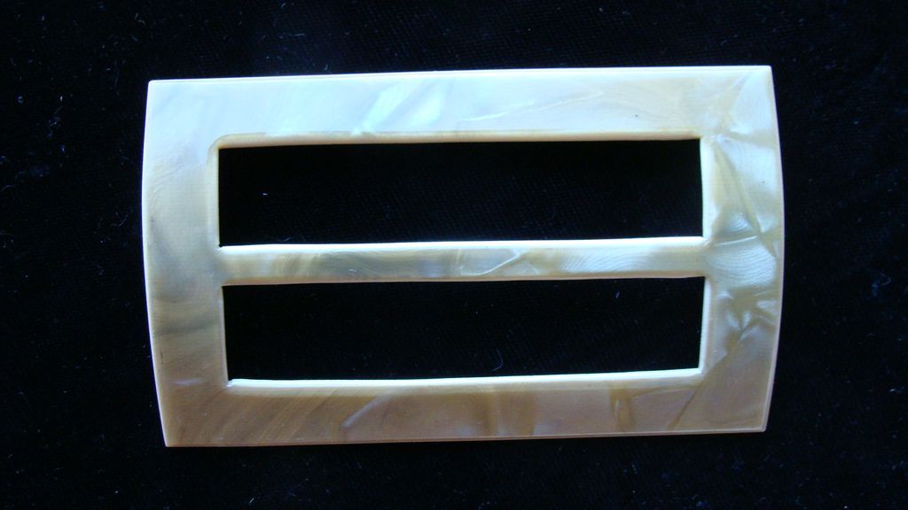 HUGE Celluloid Ladies Dress Buckle~Ivory Colored Plastic HUGE Celluloid Ladies Dress Buckle~Ivory Colored Plastic