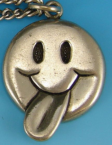 Smiley Face Sticking Out Tongue Pewter Necklace/Pendant Smiley Face Sticking Out Tongue Pewter Necklace/Pendant