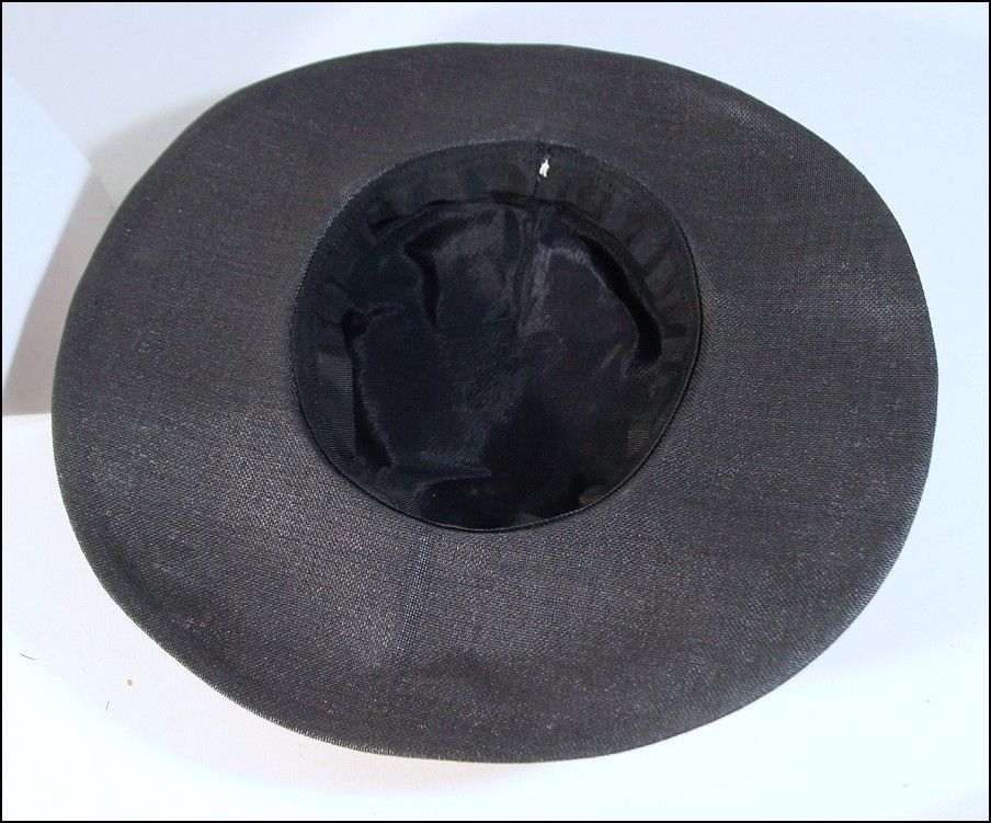 1930's Black Straw Skimmer Hat *Organdy Roses 1930's Black Straw Skimmer Hat *Organdy Roses