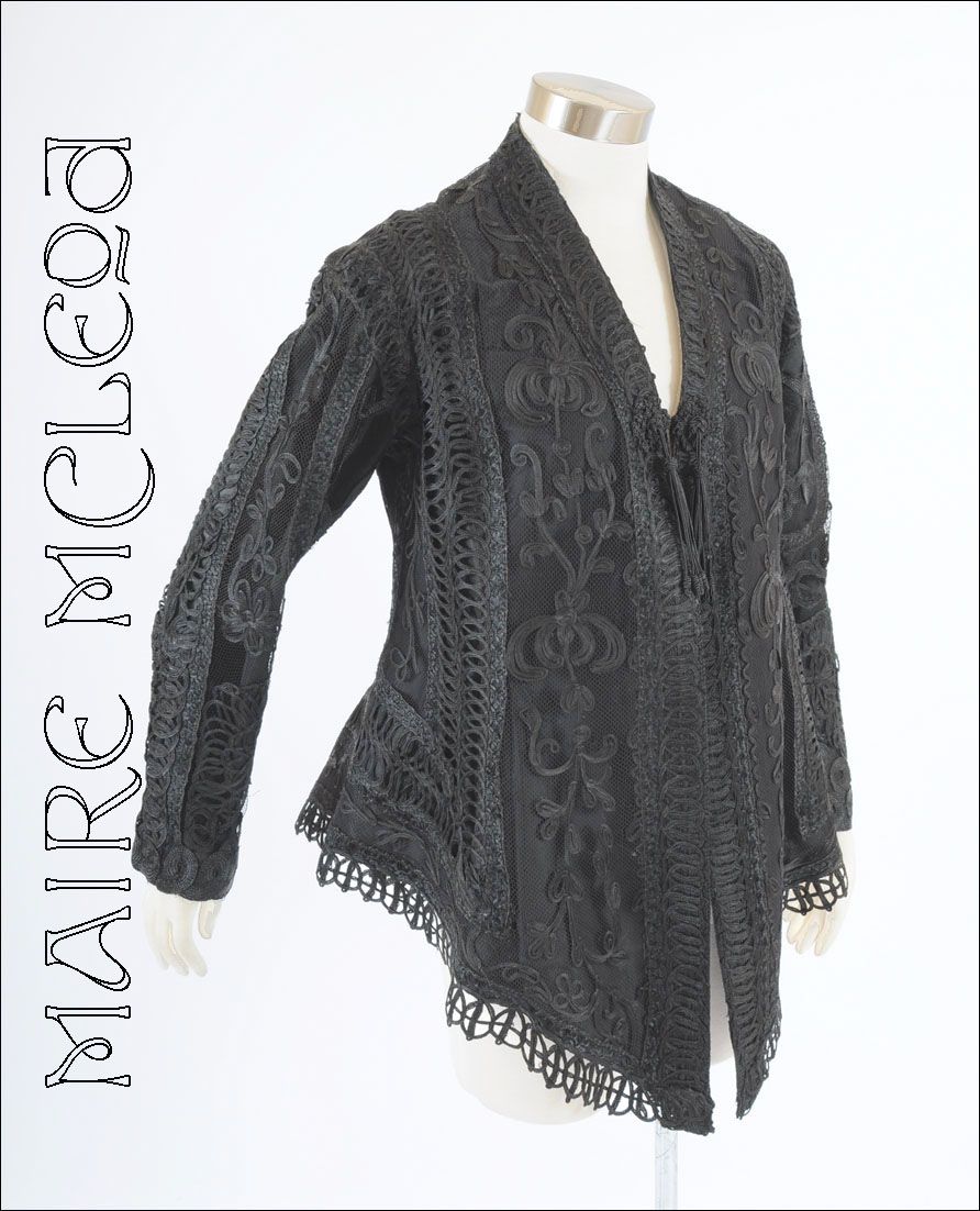 Bonwit Teller Victorian Womens Black Lace Jacket 1890's *Exceptional
