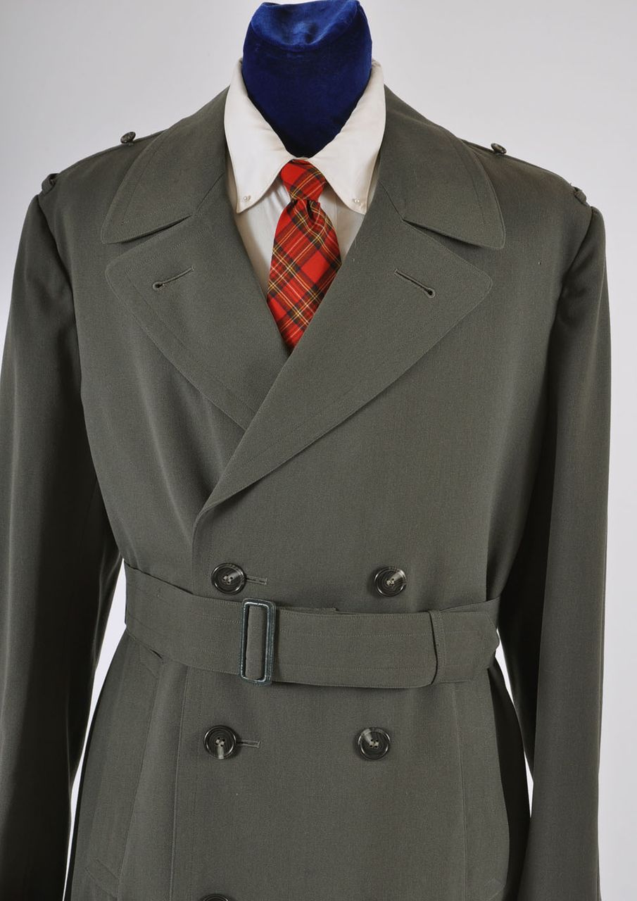 Vntg 1960's Men's Gabardine Military Trench Coat Overcoat 43 - 44 from mairemcleod on Ruby Lane