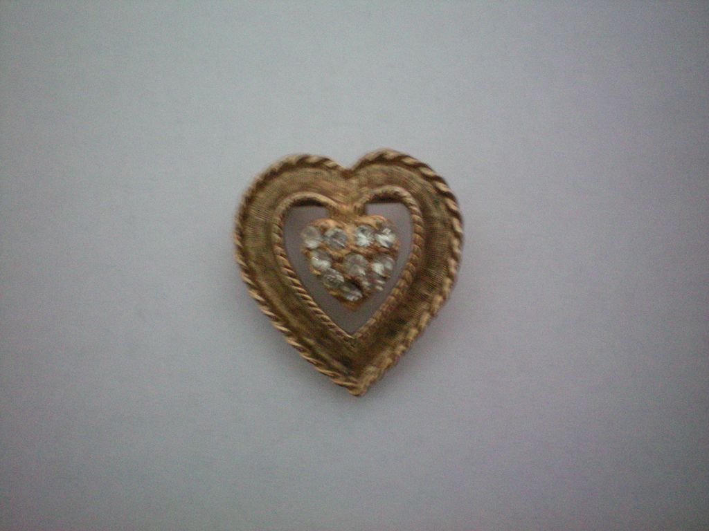 Heart Pin with Suspended Rhinestone Insert Heart Pin with Suspended Rhinestone Insert