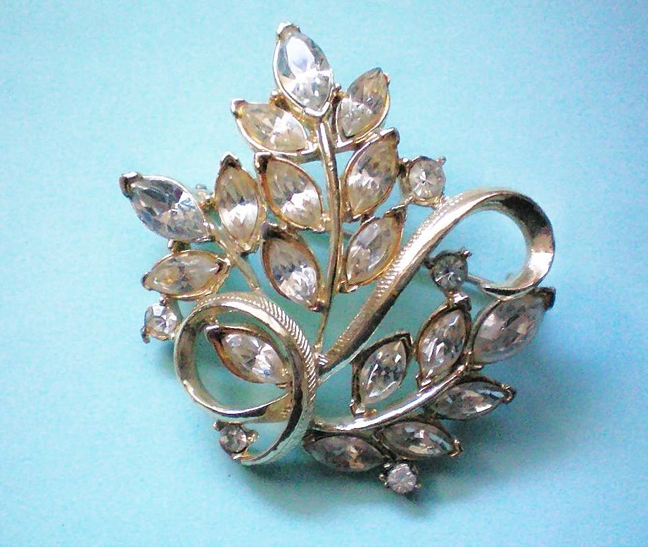 Coro Marquis Rhinestone Leaves Brooch Coro Marquis Rhinestone Leaves Brooch
