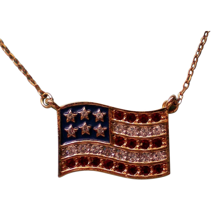 American Flag Pendant Necklace From Manorsfinest On Ruby Lane