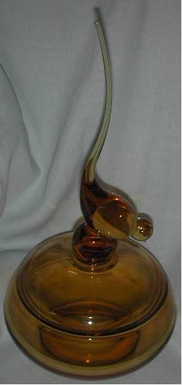 Amber Glass Candy with Bird Cover Amber Glass Candy with Bird Cover