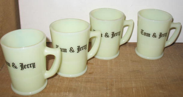 Set of 4 McKee Custard Glass Tom & Jerry Mugs Set of 4 McKee Custard Glass Tom & Jerry Mugs