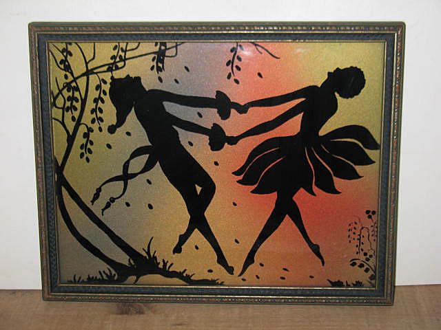Art Deco Silhouette With Rainbow Metallic Background Art Deco Silhouette With Rainbow Metallic Background