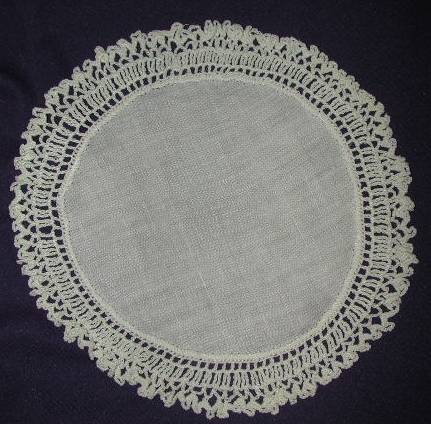 Linen Doilie with Crocheted Edging Linen Doilie with Crocheted Edging