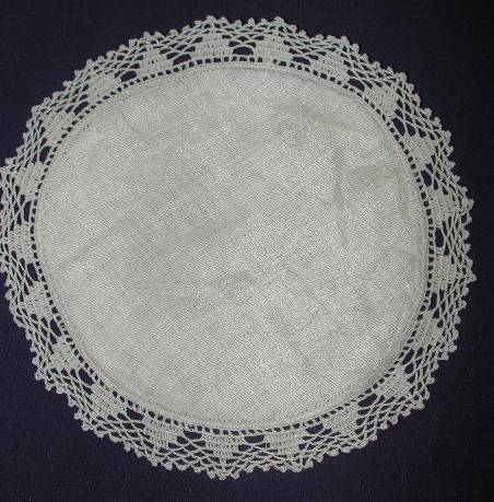 White linen Doilie Crocheted edge White linen Doilie Crocheted edge