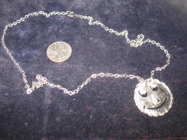 1960's Silver-toned Colored Happy Face Necklace 1960's Silver-toned Colored Happy Face Necklace