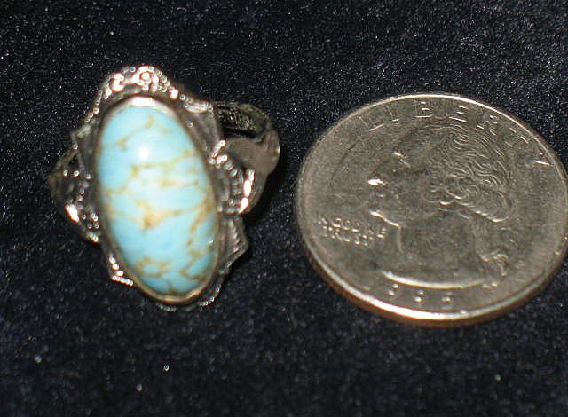 Marked Sterling and Green Turquoise Ring Marked Sterling and Green Turquoise Ring