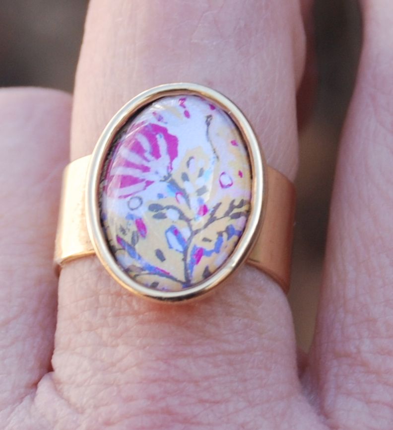 Oxidized 22k Gold Plated Pewter Blossoming Tree Ring Oxidized 22k Gold Plated Pewter Blossoming Tree Ring
