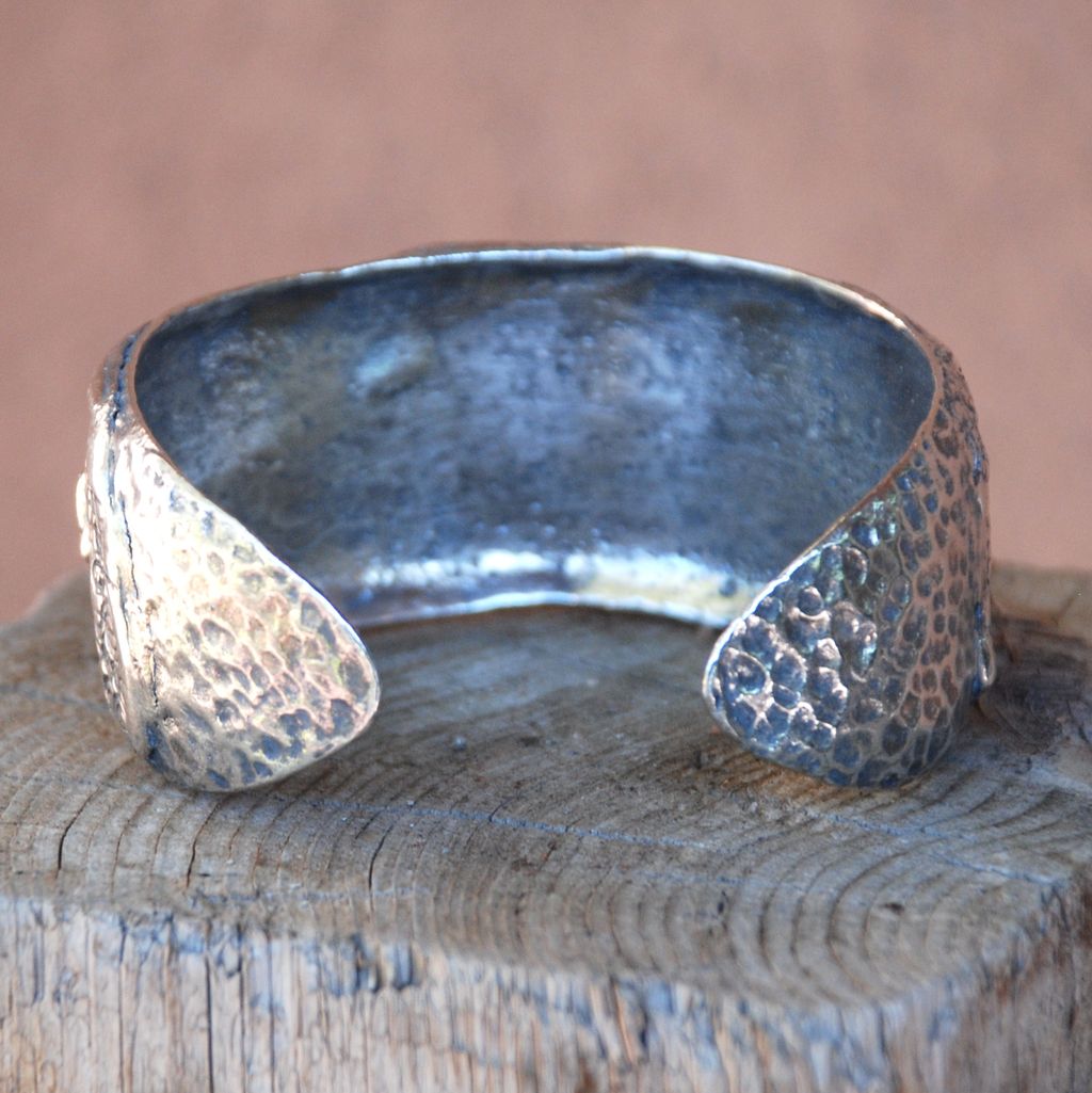 One of a Kind Handmade Fine Silver Forget Me Not Cuff One of a Kind Handmade Fine Silver Forget Me Not Cuff