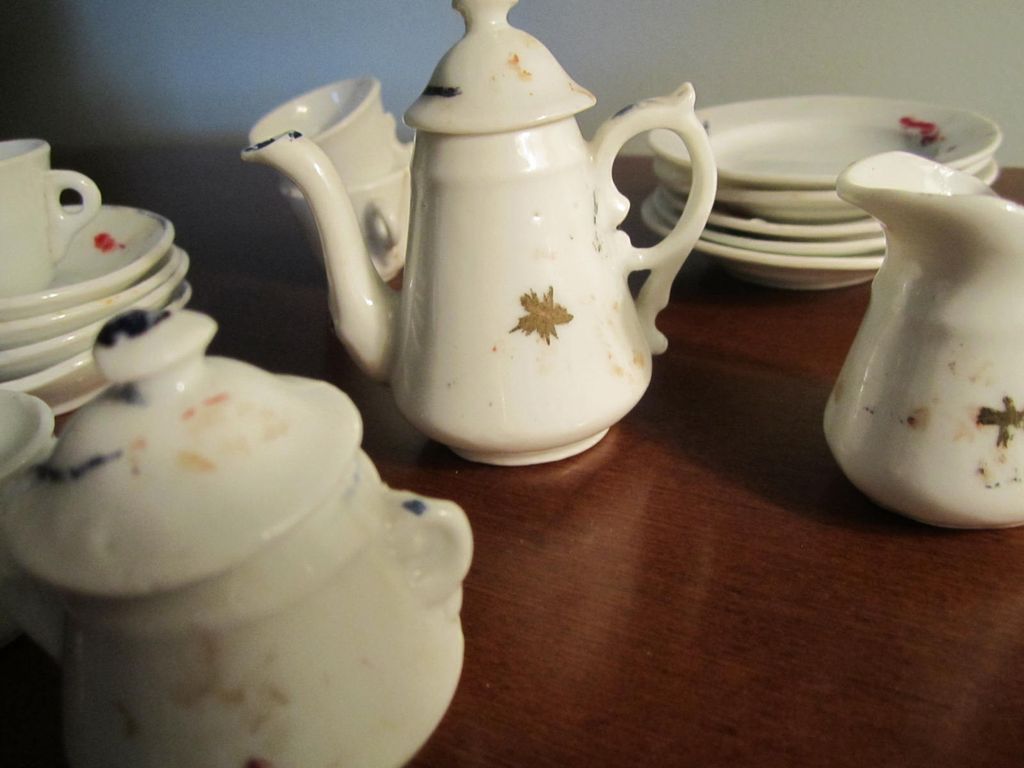 Doll Dishes, Tea Set, Porcelain, Old, Vintage Doll Dishes, Tea Set, Porcelain, Old, Vintage
