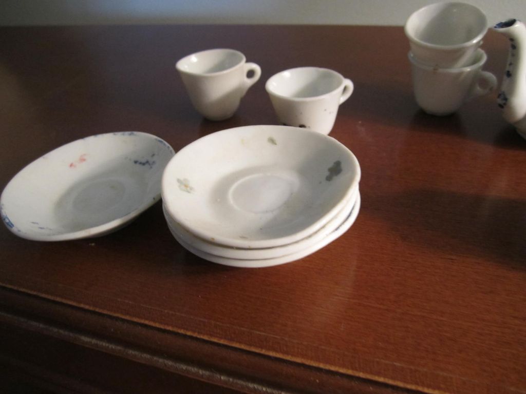 Doll Dishes, Tea Set, Porcelain, Old, Vintage Doll Dishes, Tea Set, Porcelain, Old, Vintage