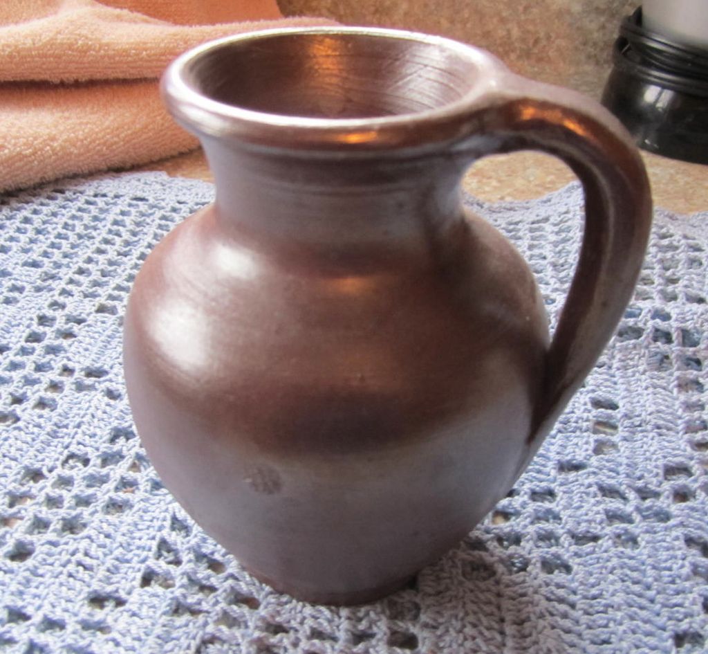 PITCHER, Decorative Brown Slip, Marked PITCHER, Decorative Brown Slip, Marked