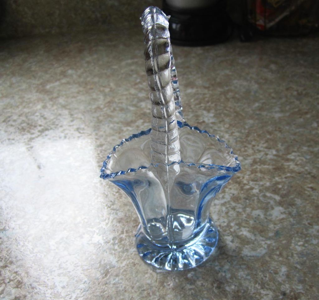 BASKET, Bride's Basket, Light Blue Glass, Charming BASKET, Bride's Basket, Light Blue Glass, Charming