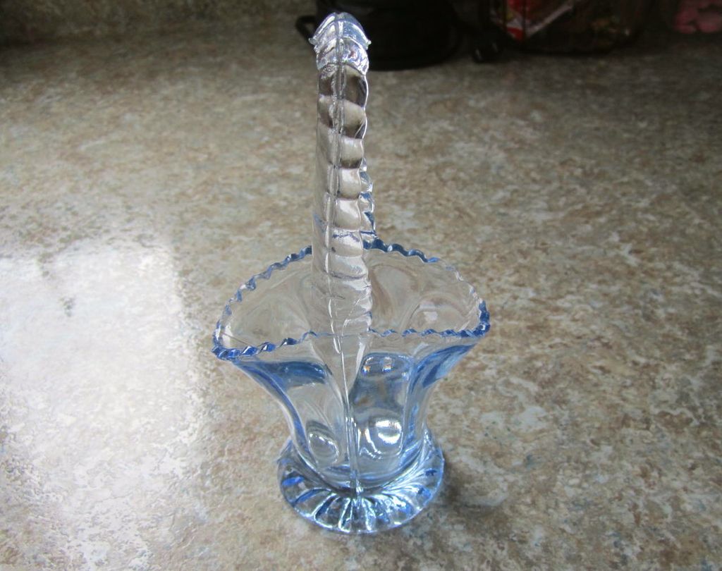 BASKET, Bride's Basket, Light Blue Glass, Charming BASKET, Bride's Basket, Light Blue Glass, Charming