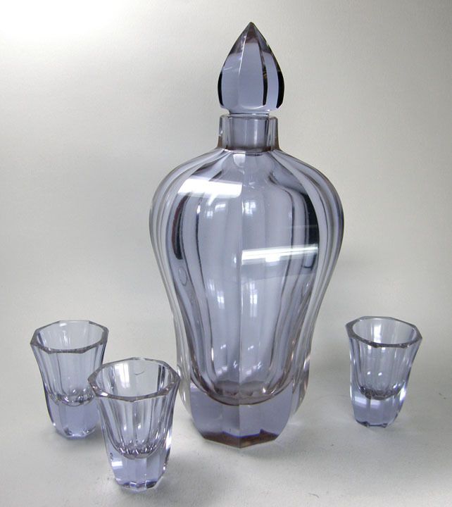 Moser Alexandrit Glass Decanter Set from marshacraftsantiques on Ruby Lane