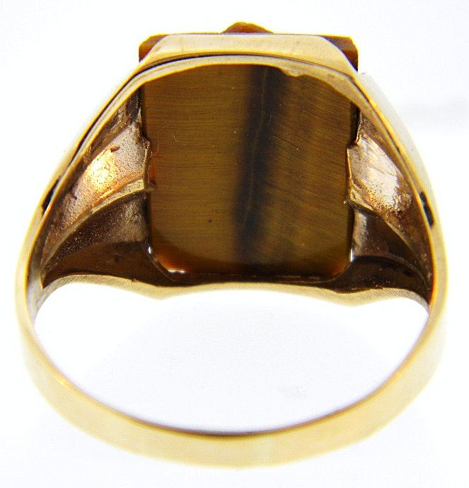 Vintage Deco Mens Tigerseye Cameo 10kt YG Ring 5.5gr Sz.11.75 Vintage Deco Mens Tigerseye Cameo 10kt YG Ring 5.5gr Sz.11.75