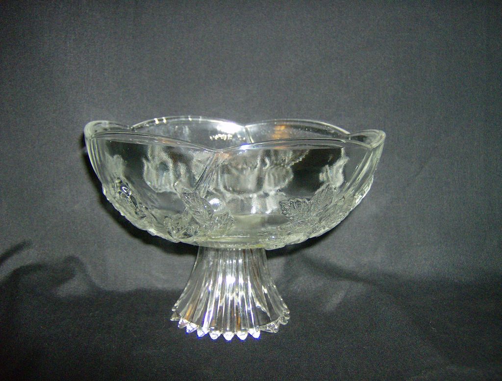Pedestal Bowl ~ KIG Indonesia ~ Embossed Roses Pedestal Bowl ~ KIG Indonesia ~ Embossed Roses