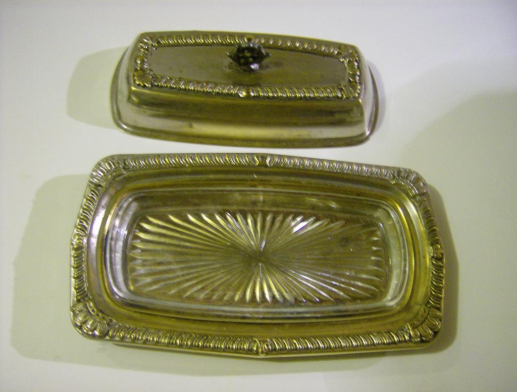 Laben Silver Plate Butter Dish with Glass Insert Laben Silver Plate Butter Dish with Glass Insert