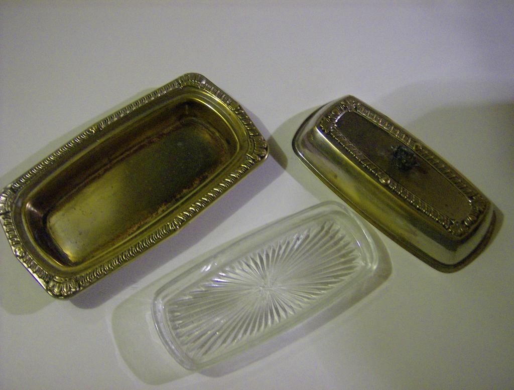 Laben Silver Plate Butter Dish with Glass Insert Laben Silver Plate Butter Dish with Glass Insert