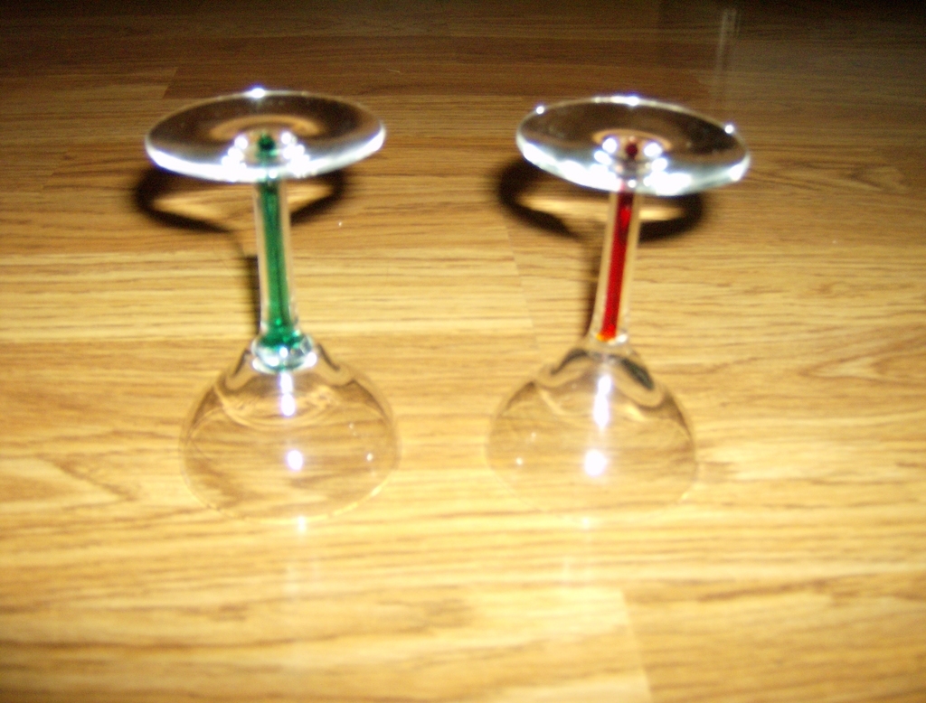 Crystal Martini Glasses with Colored Stems Crystal Martini Glasses with Colored Stems