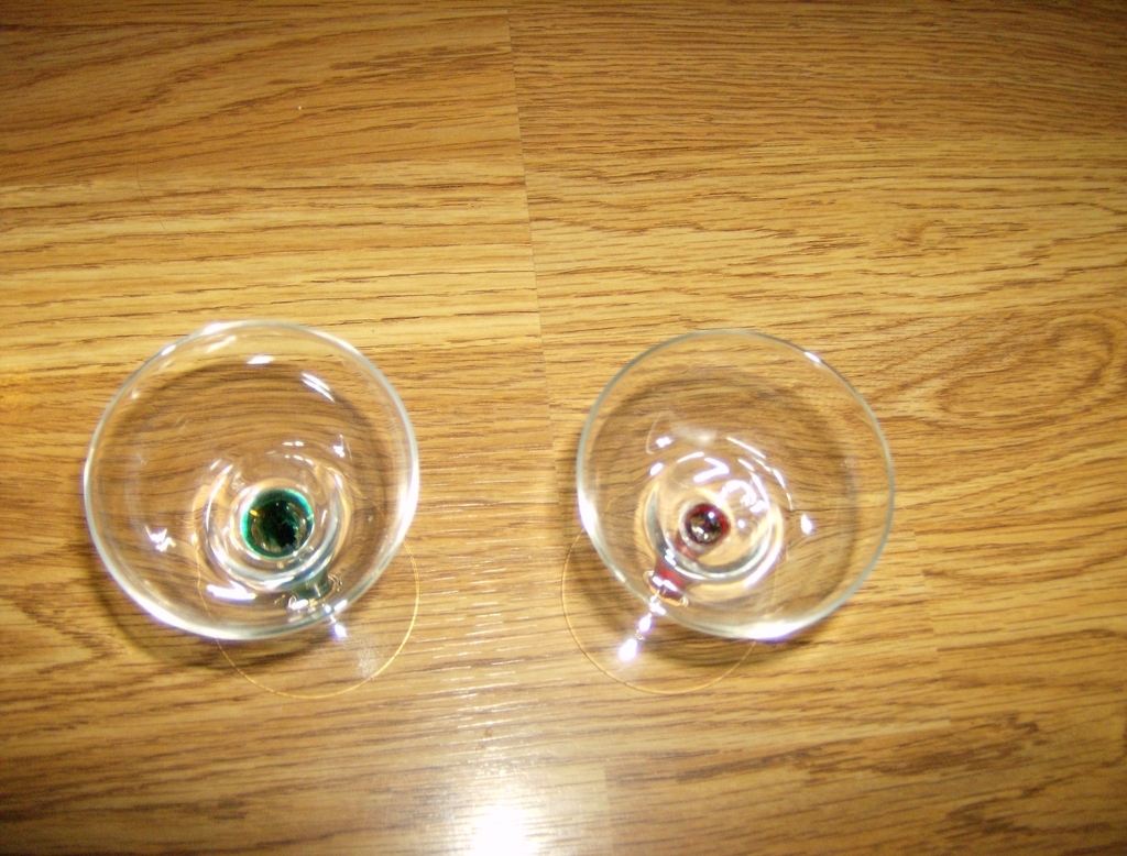 Crystal Martini Glasses with Colored Stems Crystal Martini Glasses with Colored Stems