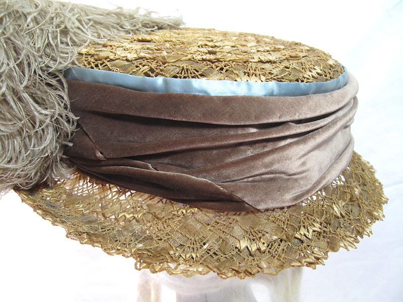 Exceptional Edwardian Titanic Era Decorated Straw & Raffia Hat Exceptional Edwardian Titanic Era Decorated Straw & Raffia Hat