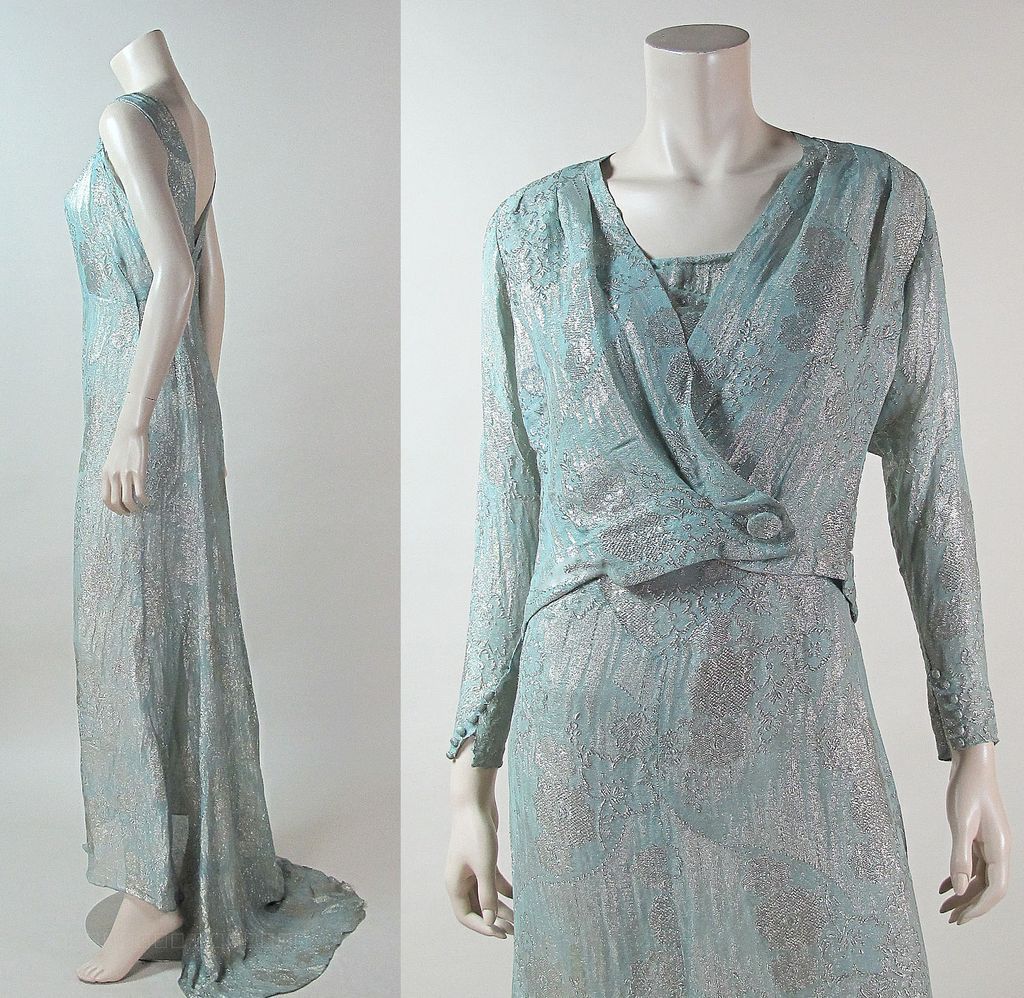 Two Piece 1930's Lame' Jacket & Gown With Train Two Piece 1930's Lame' Jacket & Gown With Train